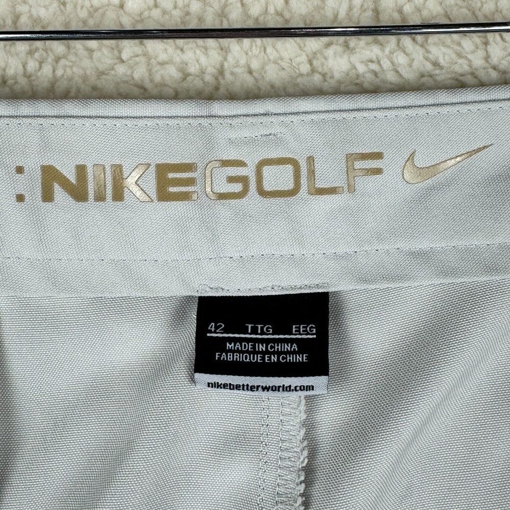 Nike Golf Chino Shorts Mens 42 Khaki Performance Pleated Front 4 Pockets Logo - Picture 5 of 10